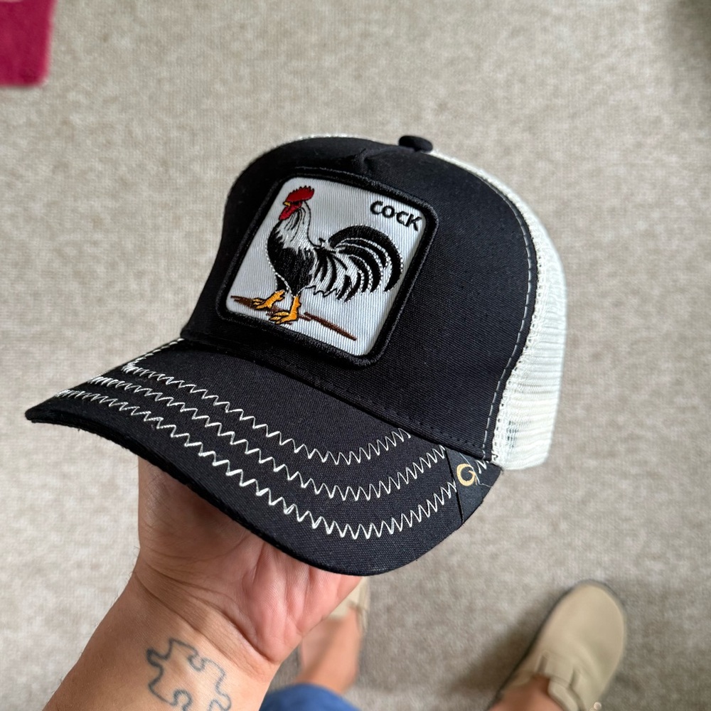 Goorin Bros Black and White Rooster Trucker Hat
